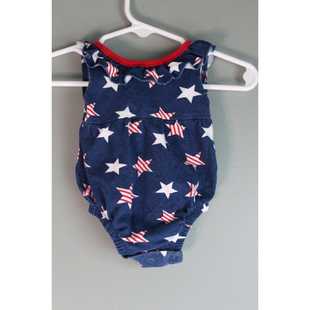 Koala Kids Red White Blue Patriotic 4OJ Ruffle Romper Baby Girls Newborn
